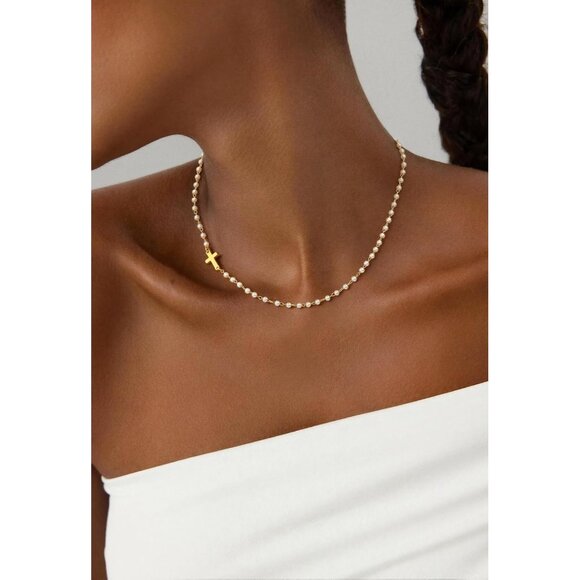 Women's 3-gold 14k Gold Plated Cross Choker Minimalist Simple Dainty Necklaces - Picture 4 of 7